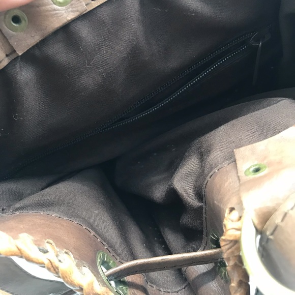 Handmade Woven Bamboo and Leather Backpack - Picture 7 of 8